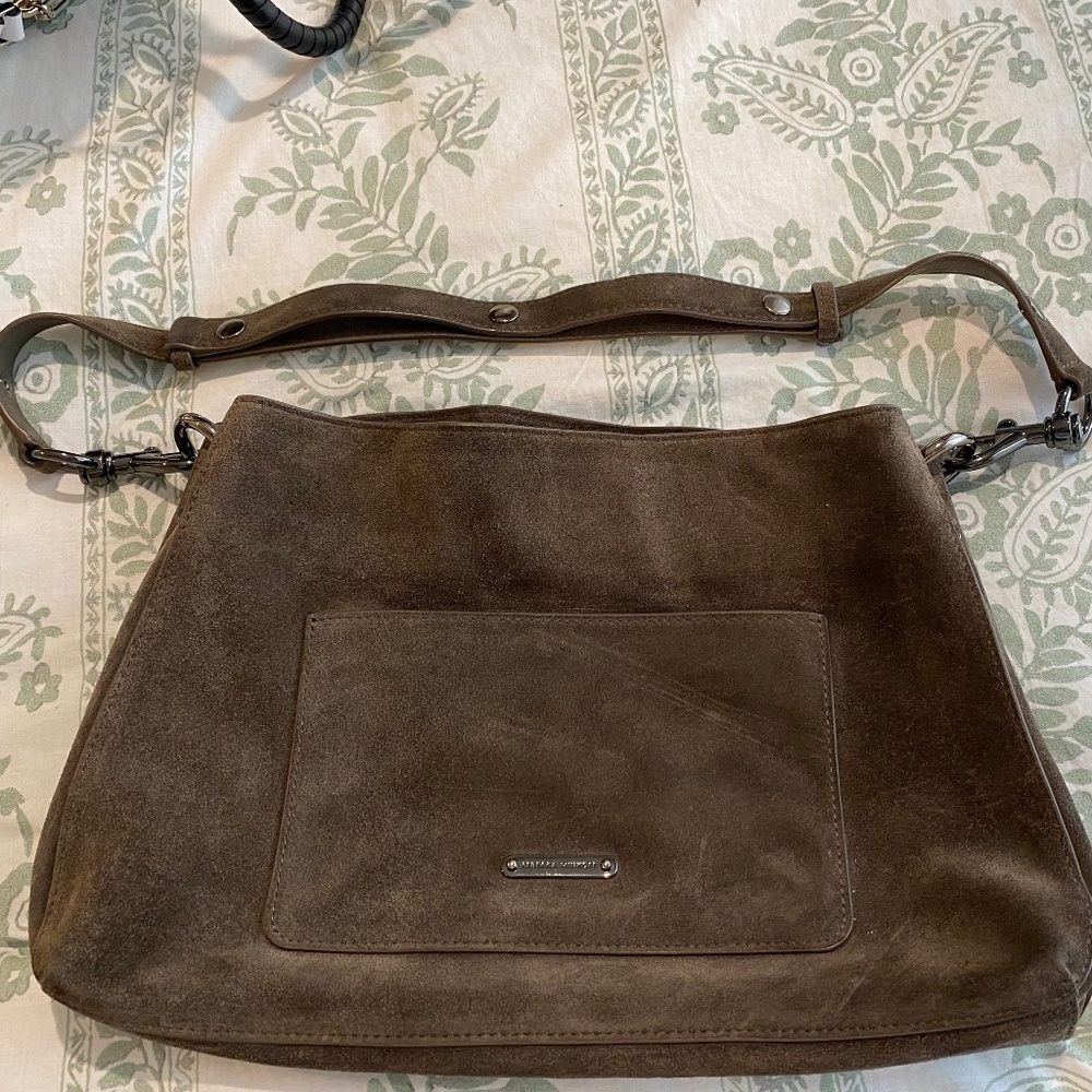 Rebecca Minkoff Darren Leather Shoulder Bag Porcini Gunmetal